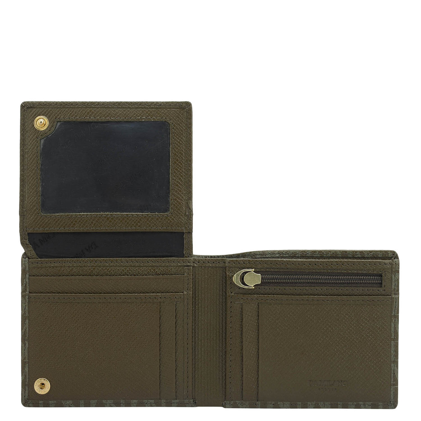 Military Green Bifold Leather Mens Wallet