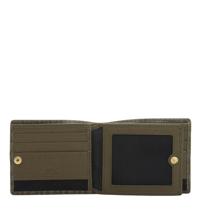 Military Green Bifold Leather Mens Wallet