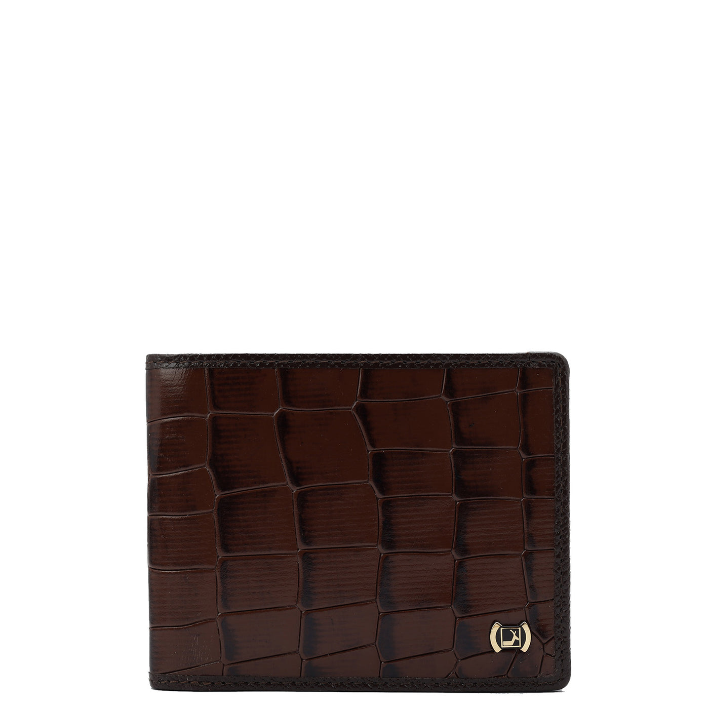 Croco Leather Mens Wallet - Brown