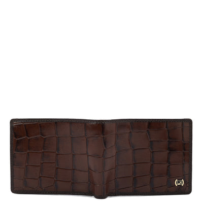 Croco Leather Mens Wallet - Brown