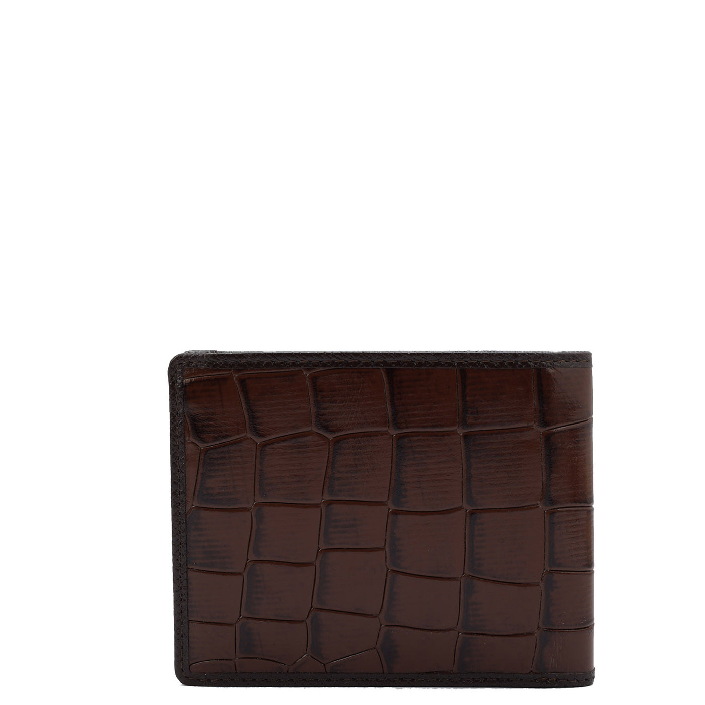 Croco Leather Mens Wallet - Brown