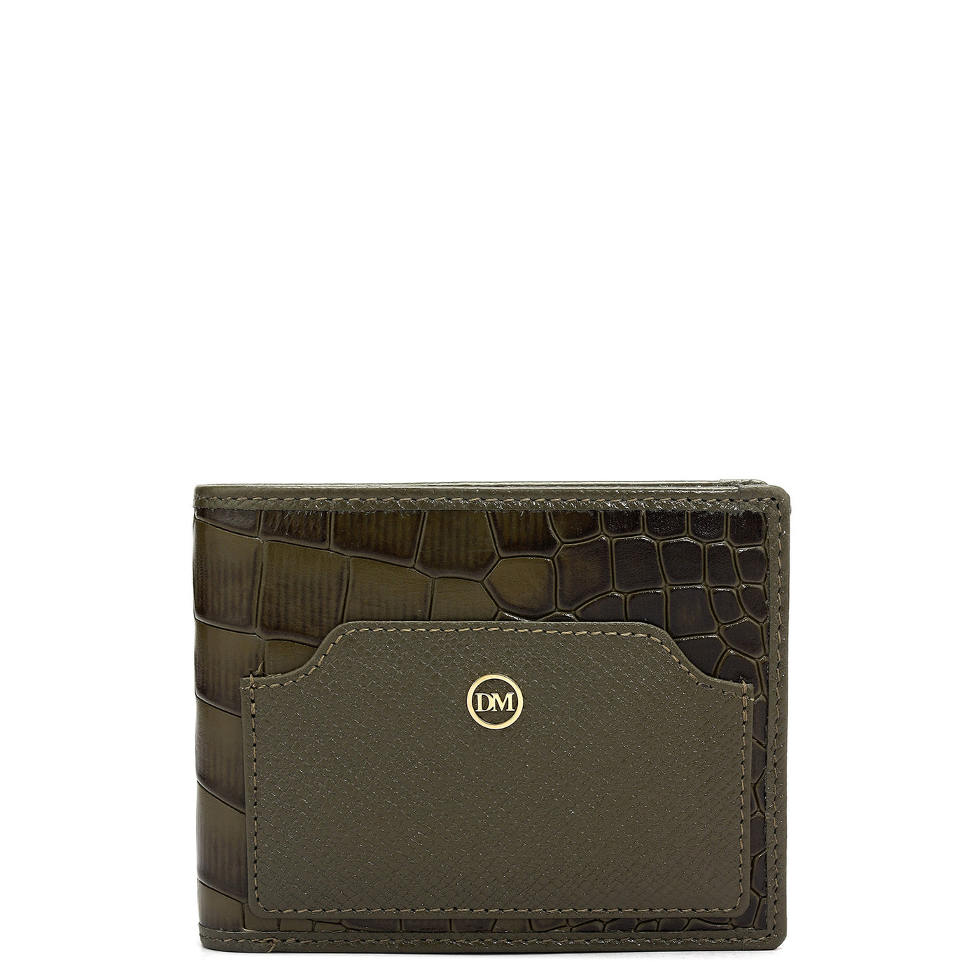 Military Green Bifold Leather Mens Wallet