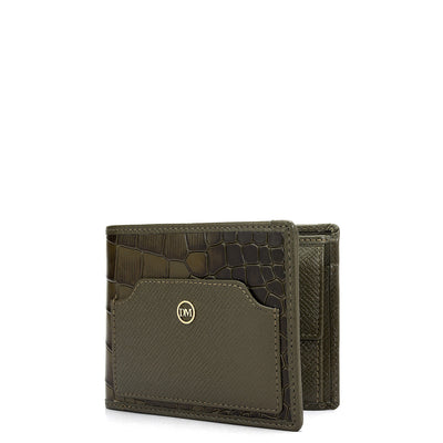 Military Green Bifold Leather Mens Wallet