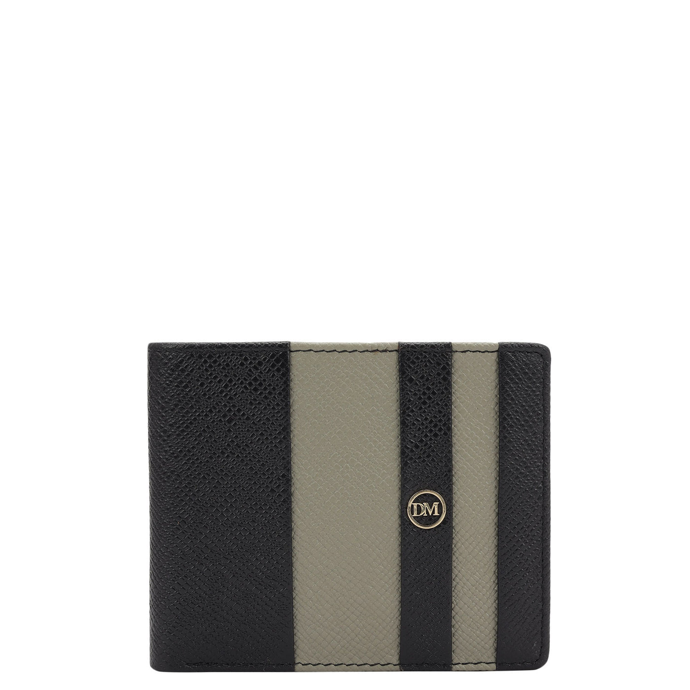 Black Stone Grey Bifold Leather Mens Wallet