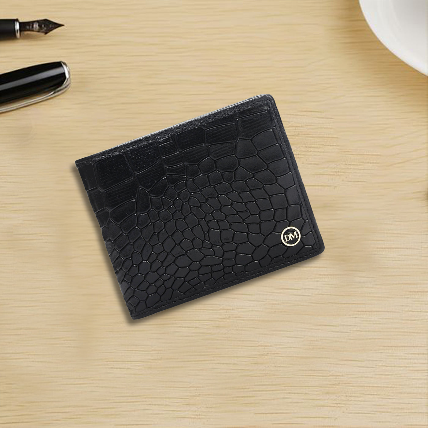 Black Bifold Leather Mens Wallet