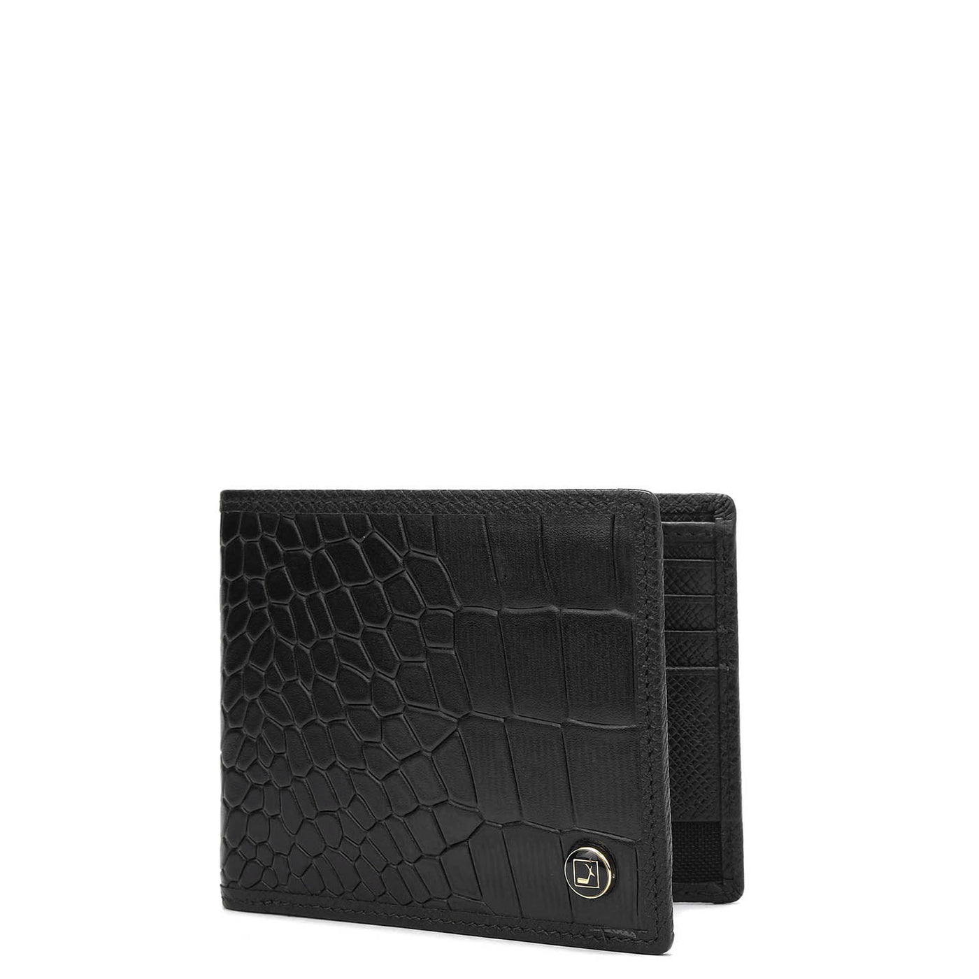 Croco Leather Mens Wallet - Black