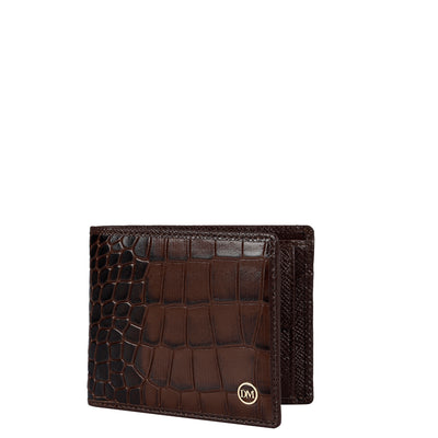 Croco Leather Mens Wallet - Brown