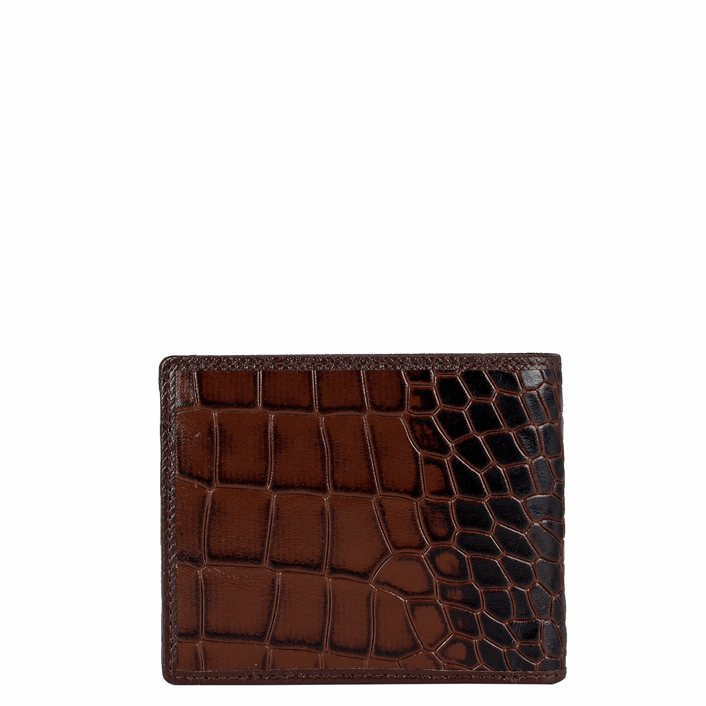 Croco Leather Mens Wallet - Brown