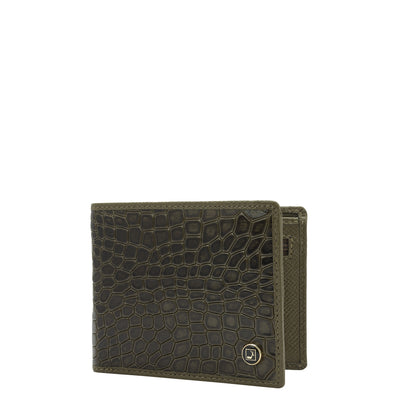 Military Green Bifold Leather Mens Wallet