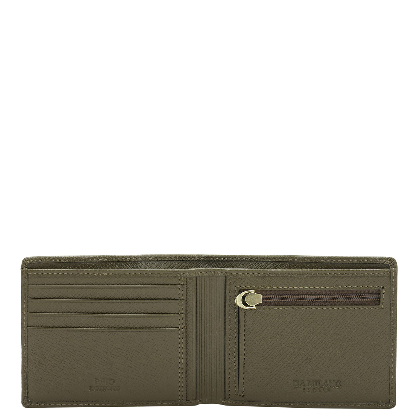 Military Green Bifold Leather Mens Wallet