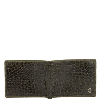 Military Green Bifold Leather Mens Wallet