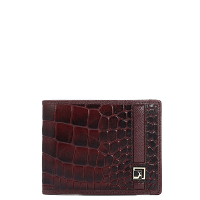 Wine Bifold Leather Mens Wallet