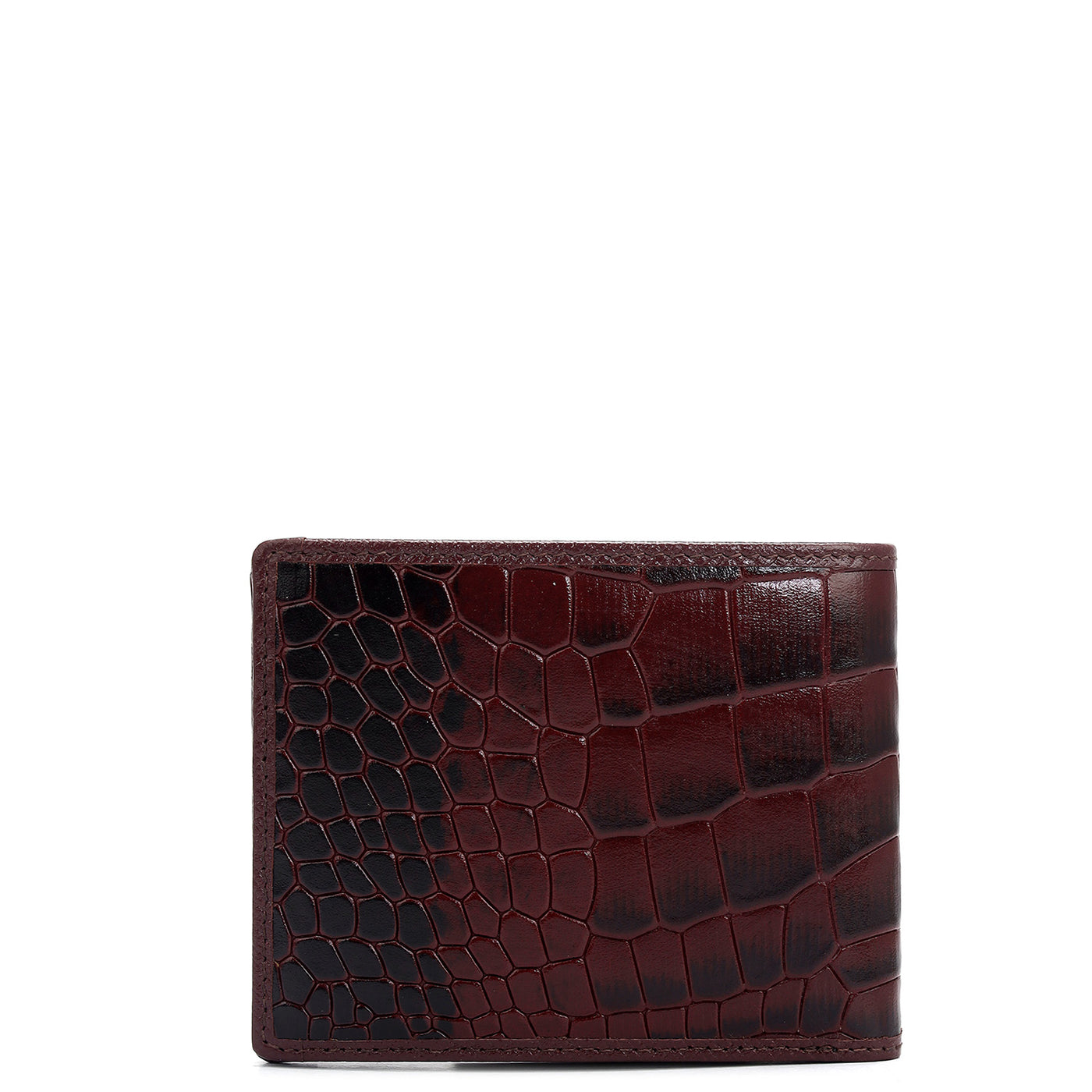 Wine Bifold Leather Mens Wallet