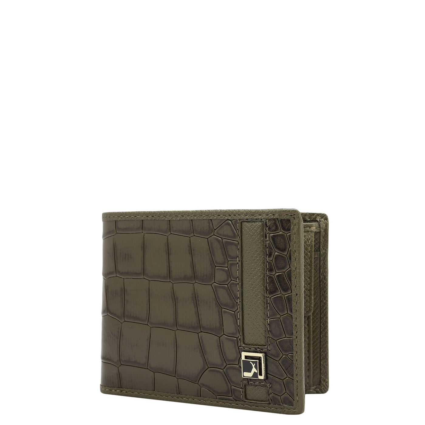 Military Green Bifold Leather Mens Wallet