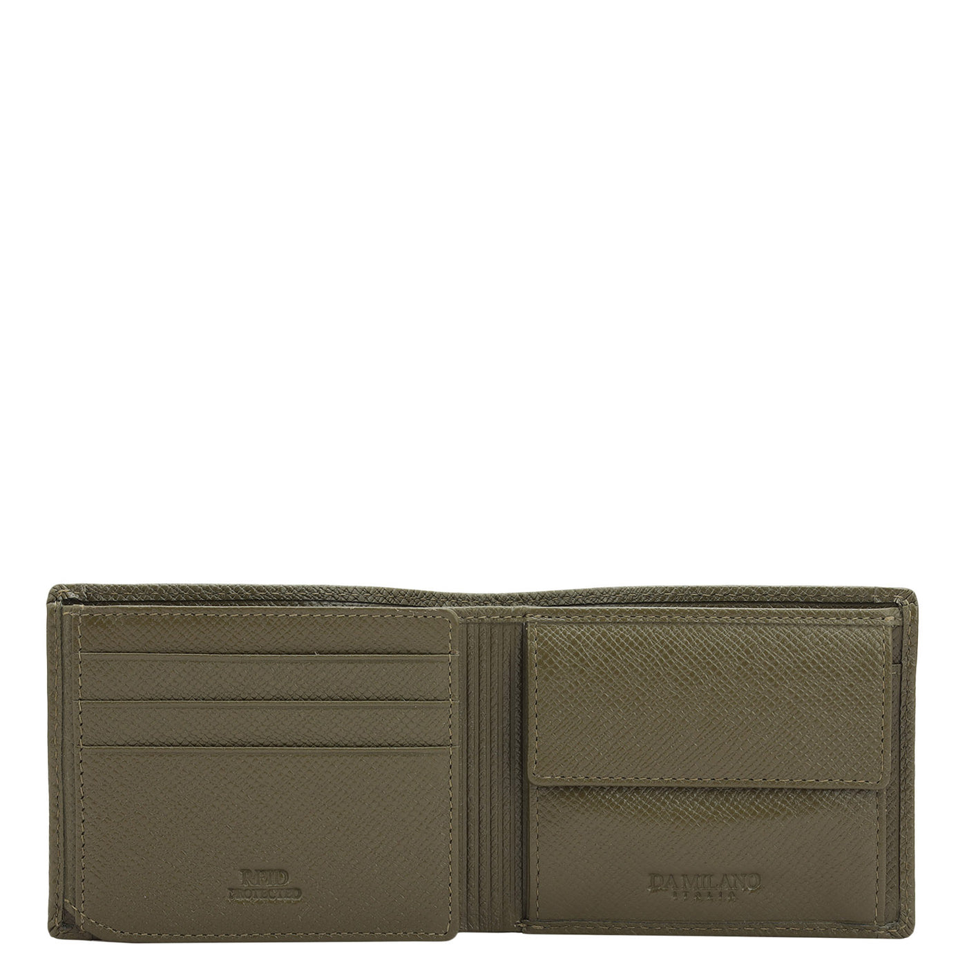 Military Green Bifold Leather Mens Wallet