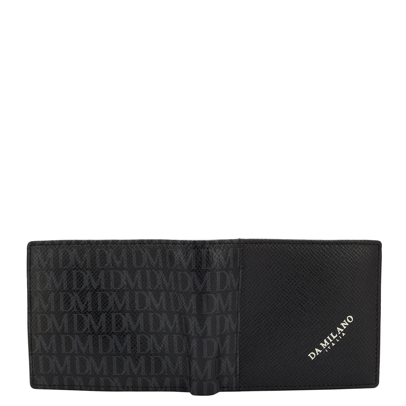 Black Bifold Leather Mens Wallet Da Milano