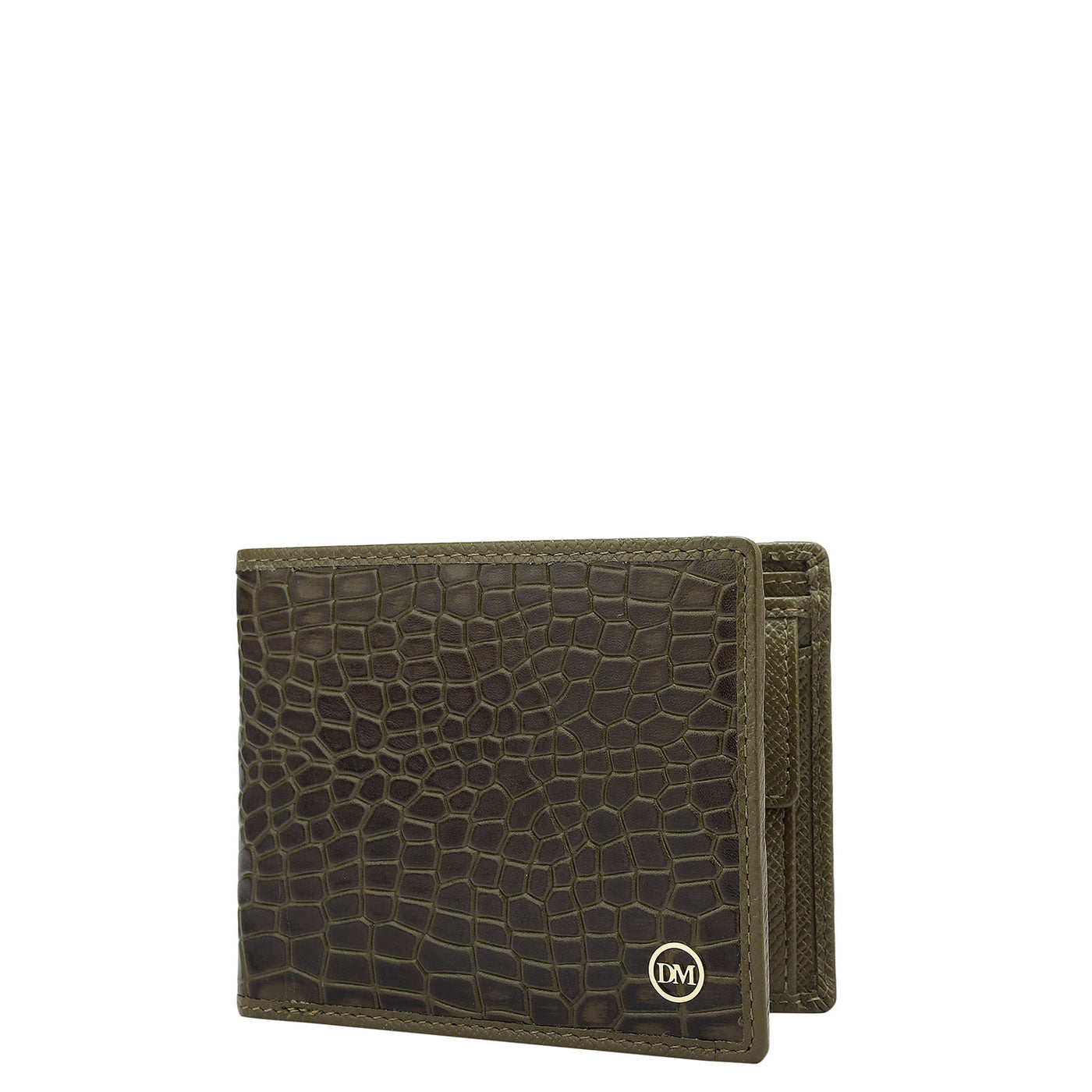 Military Green Bifold Leather Mens Wallet