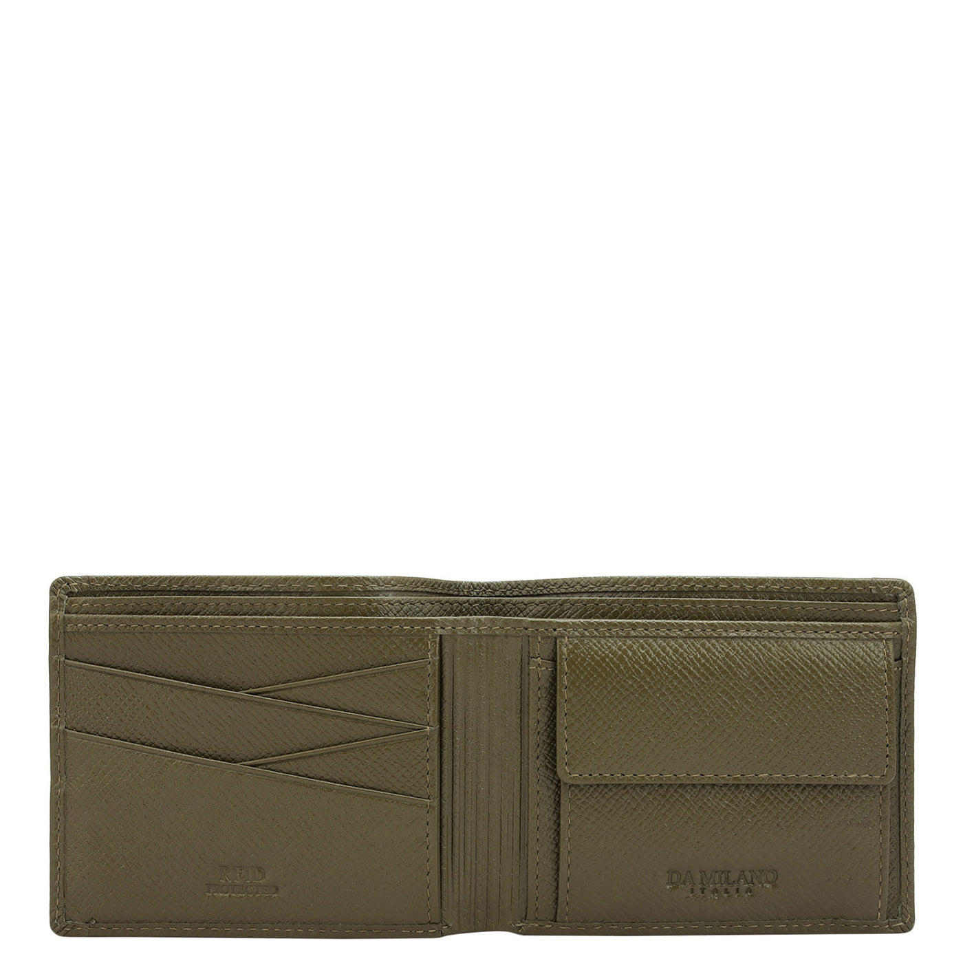 Military Green Bifold Leather Mens Wallet