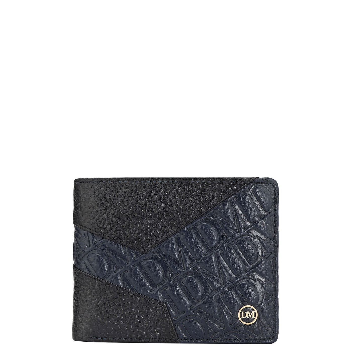 Monogram Wax Leather Mens Wallet - Blue & Black