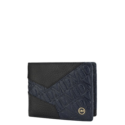 Monogram Wax Leather Mens Wallet - Blue & Black