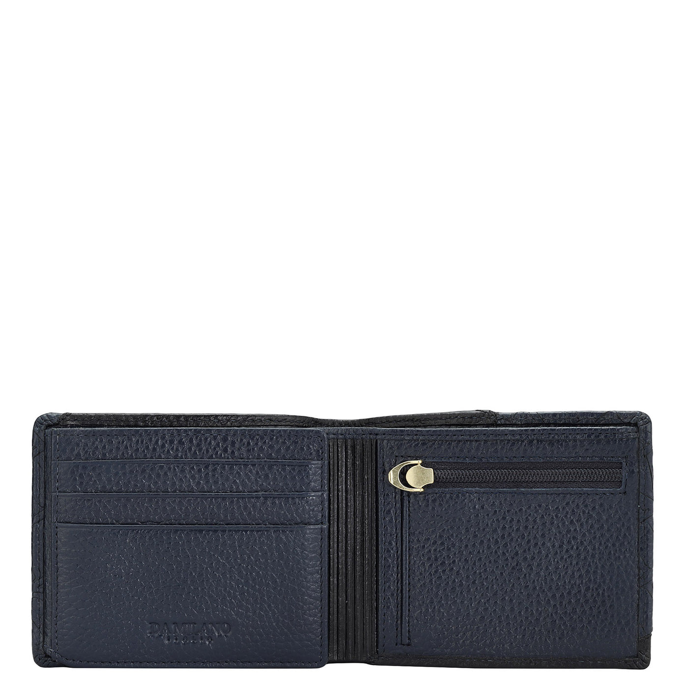 Monogram Wax Leather Mens Wallet - Blue & Black