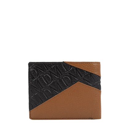 Monogram Wax Leather Mens Wallet - Chocolate & Cognac