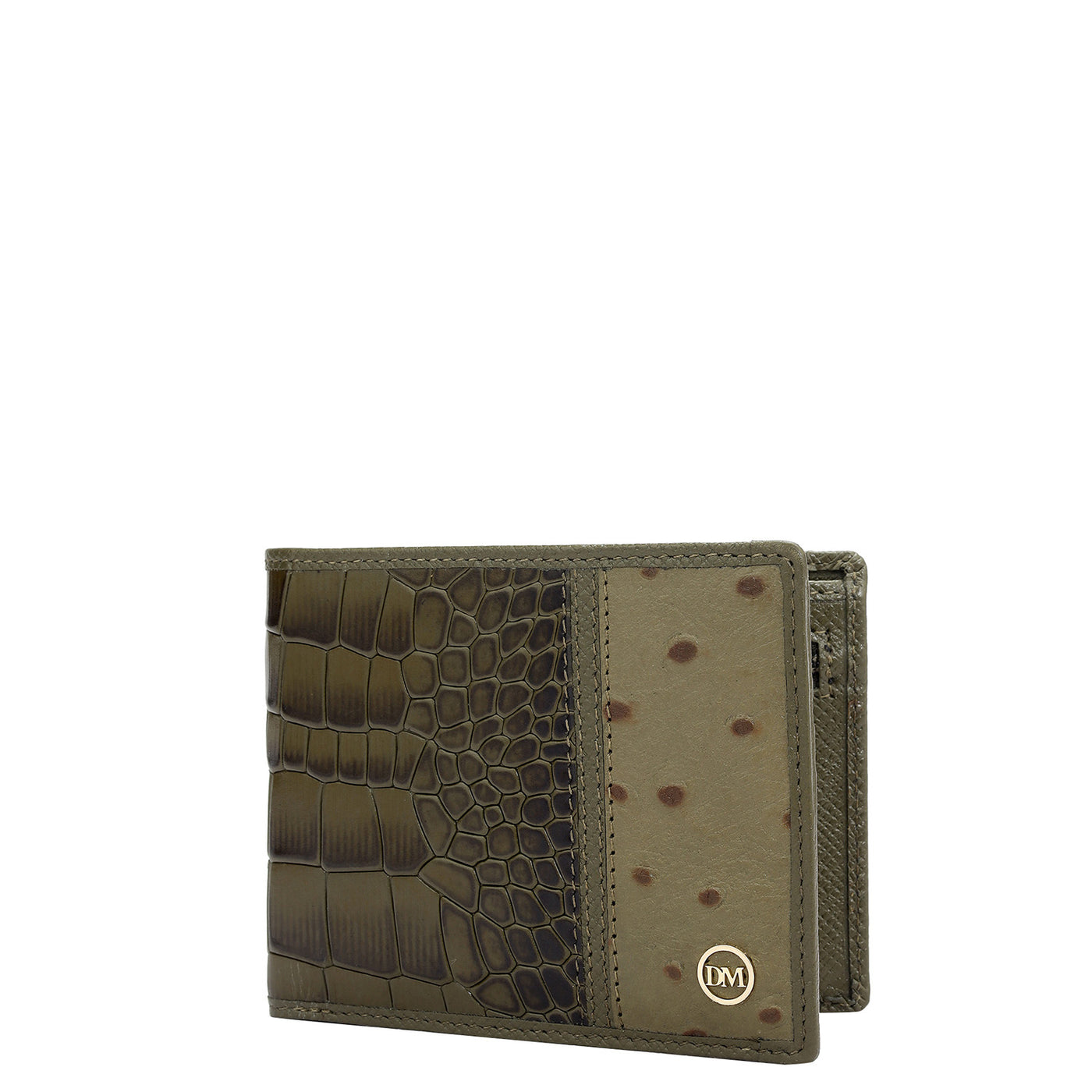 Military Green Bifold Leather Mens Wallet