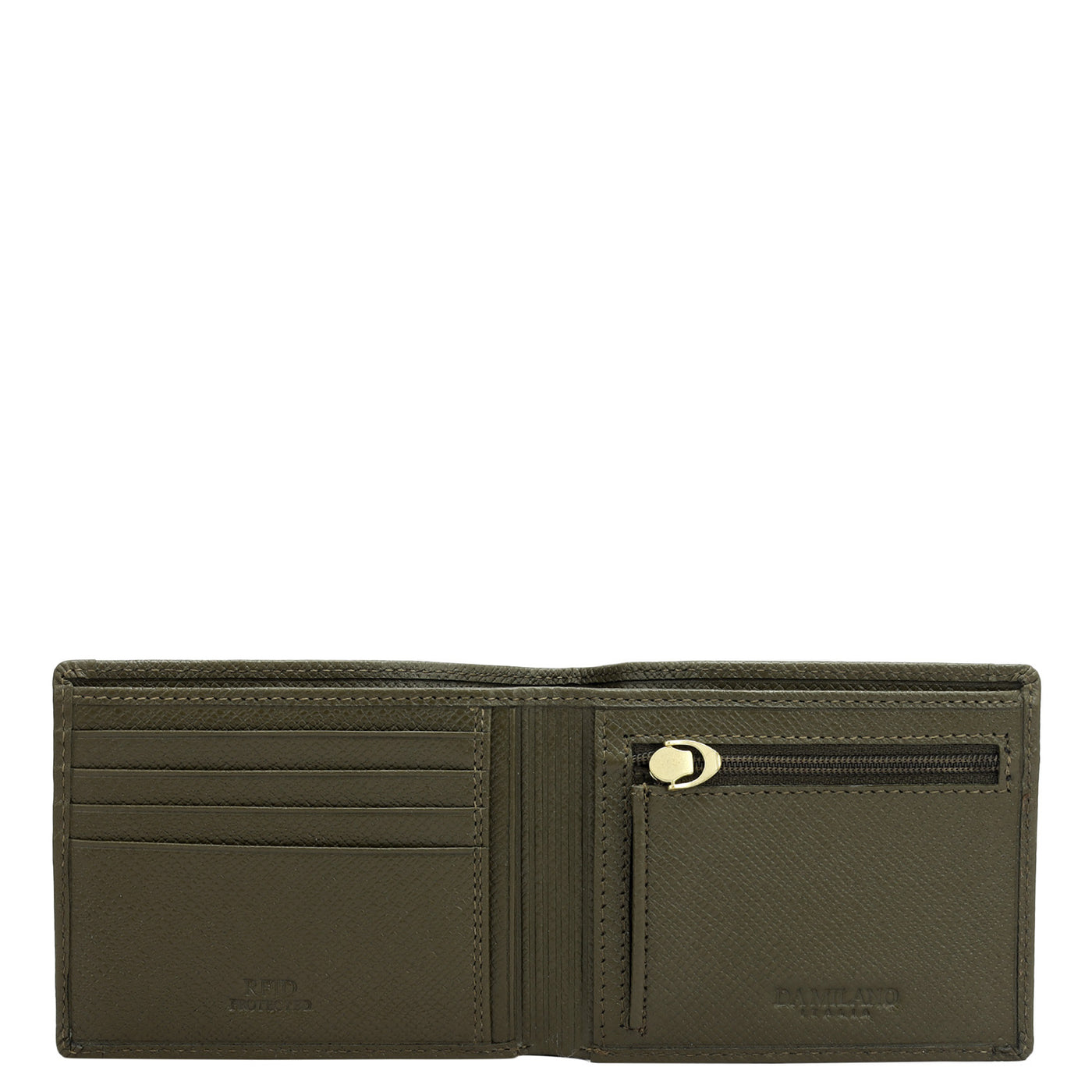 Military Green Bifold Leather Mens Wallet