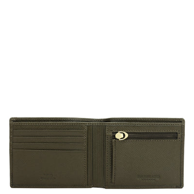 Military Green Bifold Leather Mens Wallet