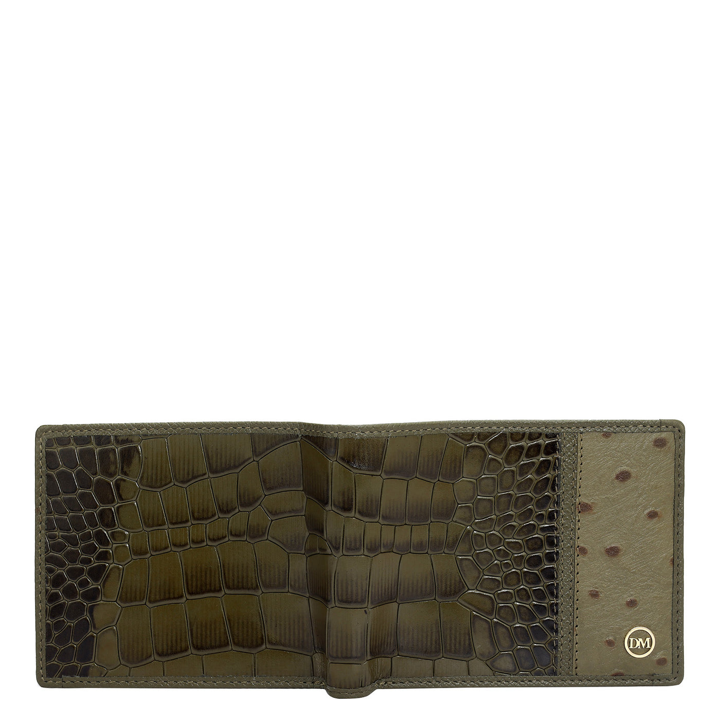 Military Green Bifold Leather Mens Wallet