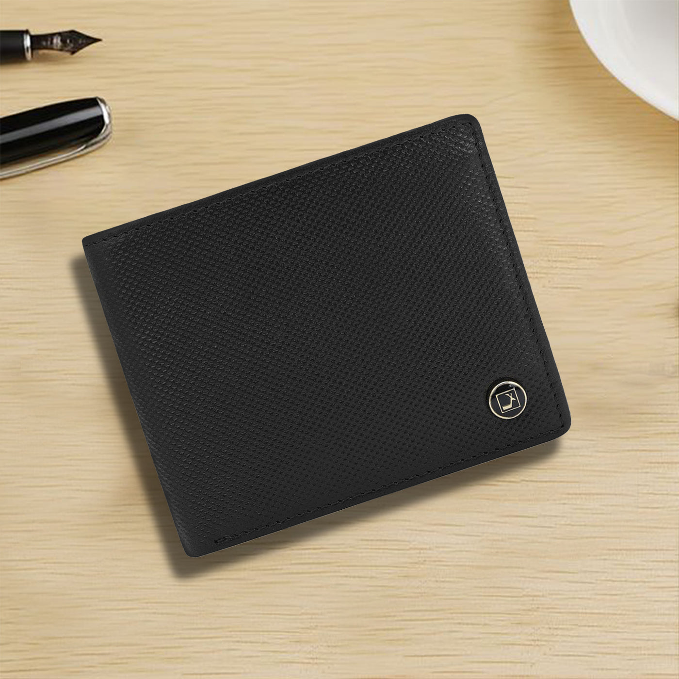 Black Bifold Leather Mens Wallet