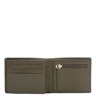 Military Green Bifold Leather Mens Wallet