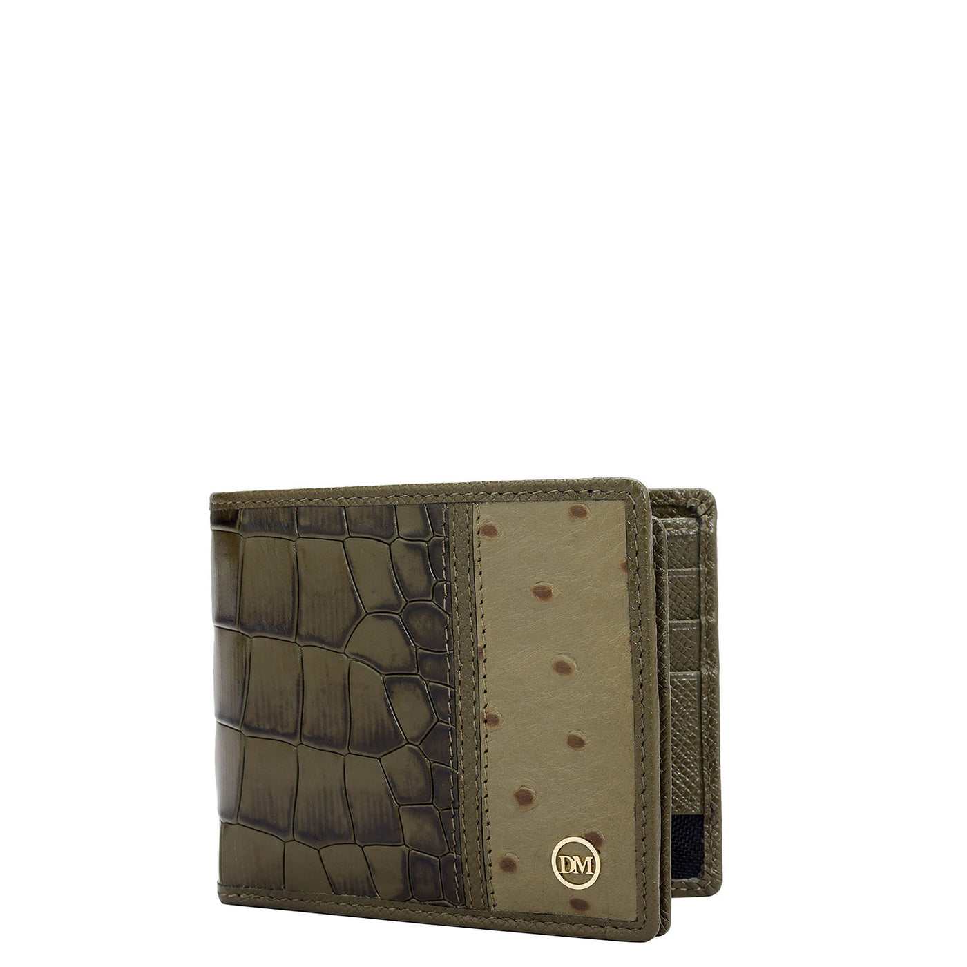 Military Green Bifold Leather Mens Wallet