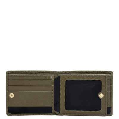 Military Green Bifold Leather Mens Wallet