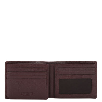 Wine Bifold Leather Mens Wallet