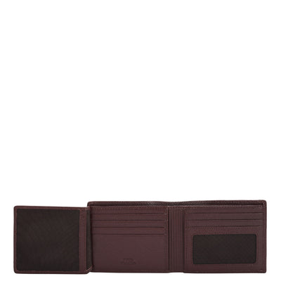 Wine Bifold Leather Mens Wallet