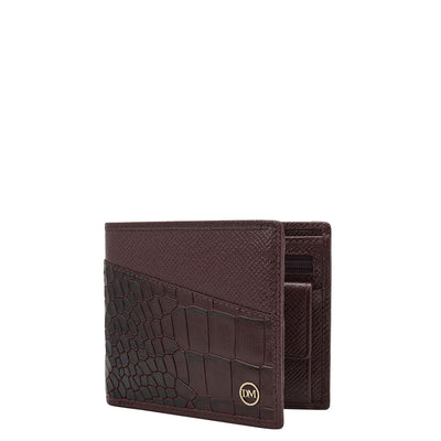 Wine Bifold Leather Mens Wallet