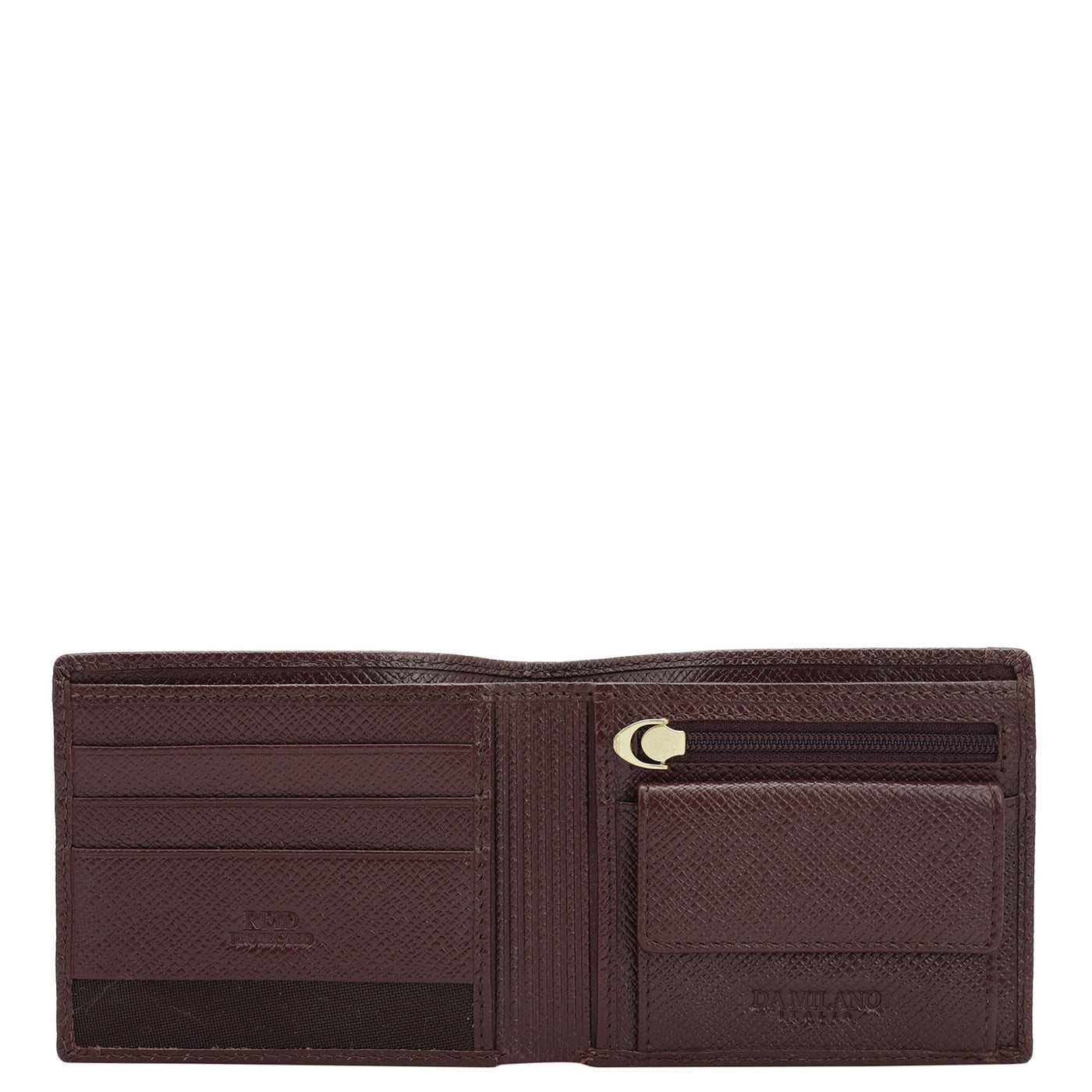 Wine Bifold Leather Mens Wallet