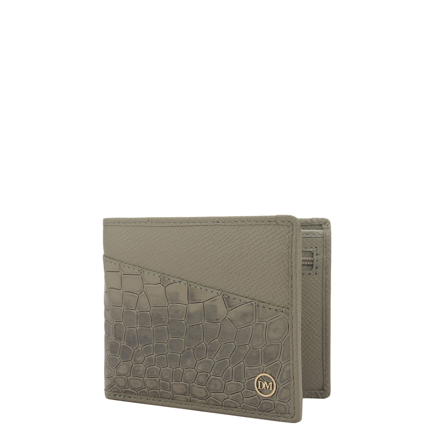 Stone Grey Bifold Leather Mens Wallet