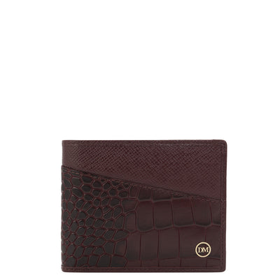 Wine Bifold Leather Mens Wallet