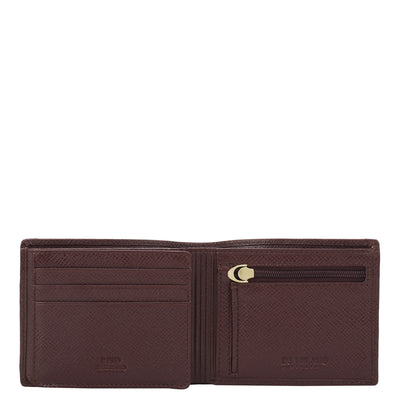 Wine Bifold Leather Mens Wallet