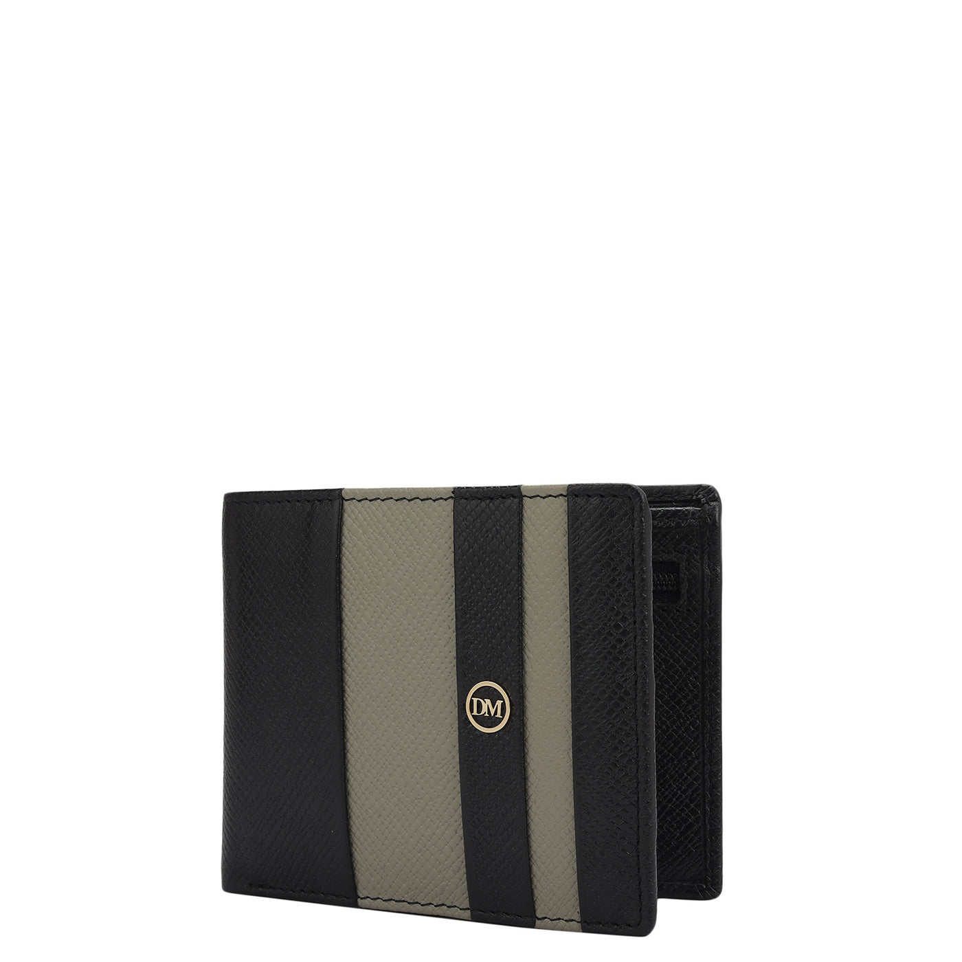 Black Stone Grey Bifold Leather Mens Wallet