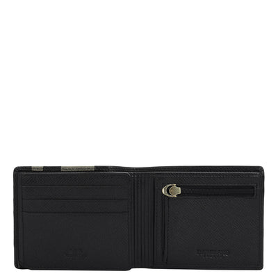 Black Stone Grey Bifold Leather Mens Wallet