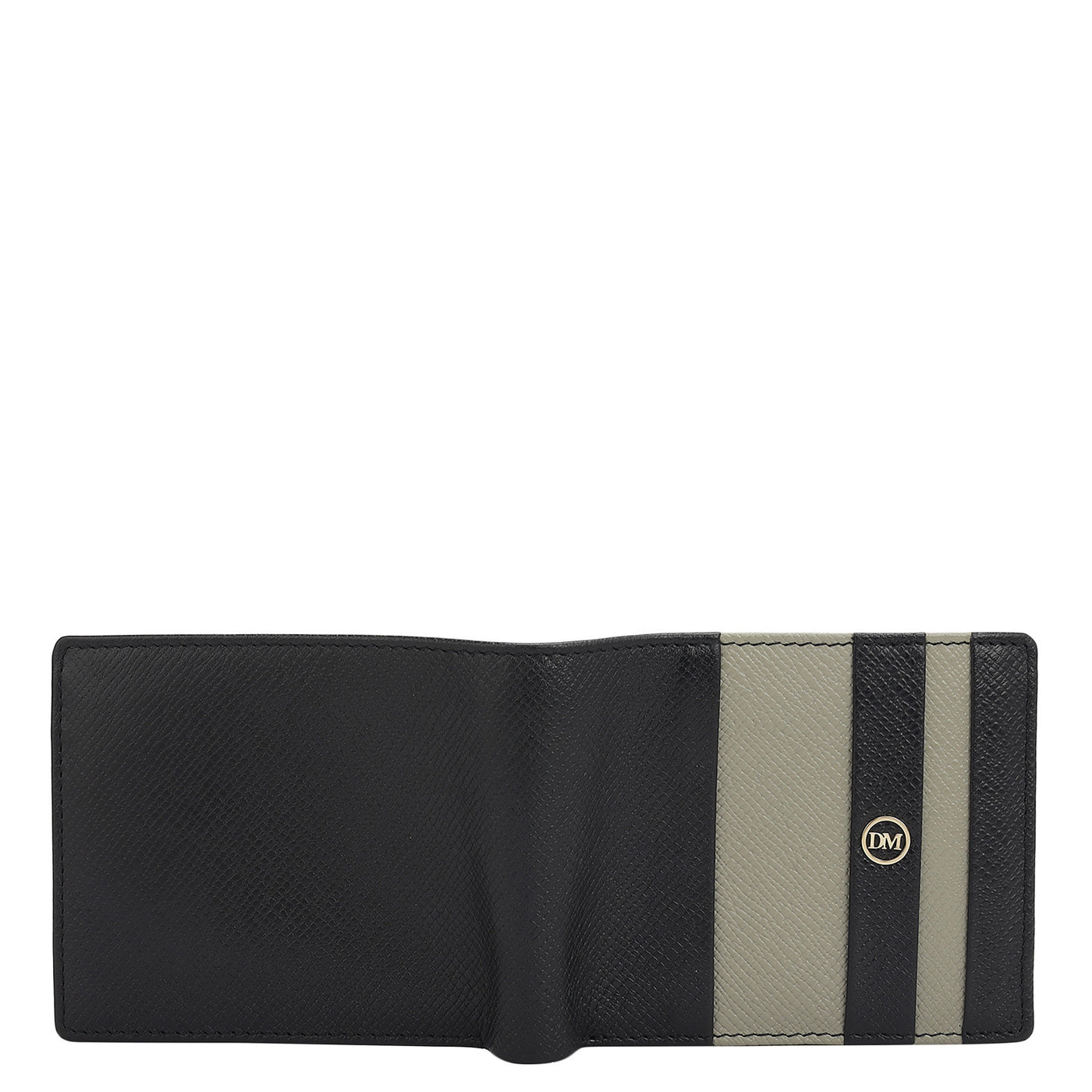 Black Stone Grey Bifold Leather Mens Wallet