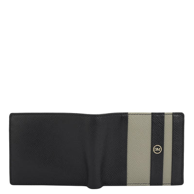 Black Stone Grey Bifold Leather Mens Wallet