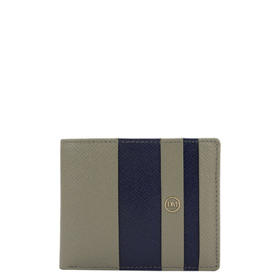 Stone Grey Ink Blue Bifold Leather Mens Wallet