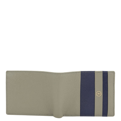 Stone Grey Ink Blue Bifold Leather Mens Wallet