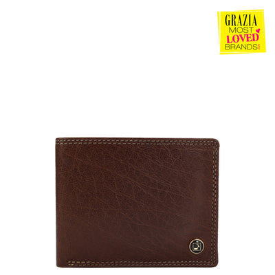 Elephant Pattern Leather Mens Wallet - Brown