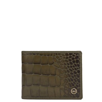 Military Green Bifold Leather Mens Wallet