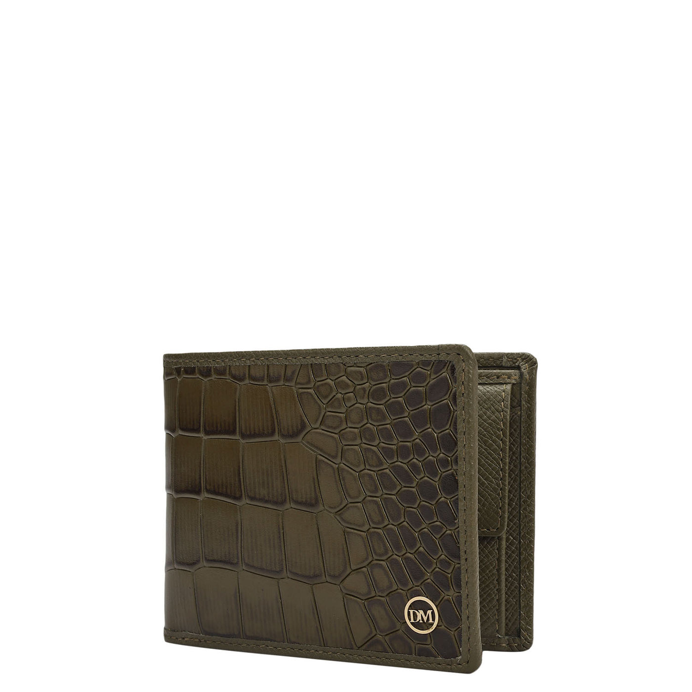 Military Green Bifold Leather Mens Wallet